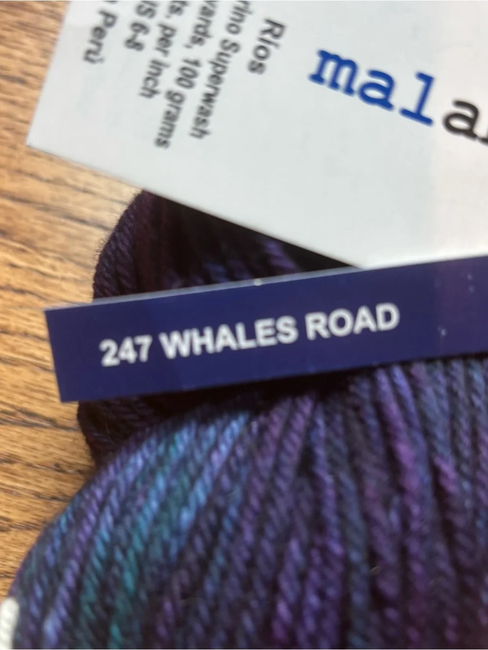 Malabrigo Rios Yarn 247 Whales Road Worsted 100% SW Merino Wool Knit Blue Purple